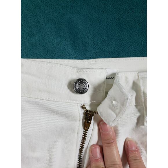 Kan Can Jeans Size 13 Womens White Stretch Fray Hem Pants Mid Rise Ladies Ankle - Picture 5 of 13